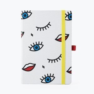 Wink Dot Grid Notebook | Eye and Lip Pop Art Print